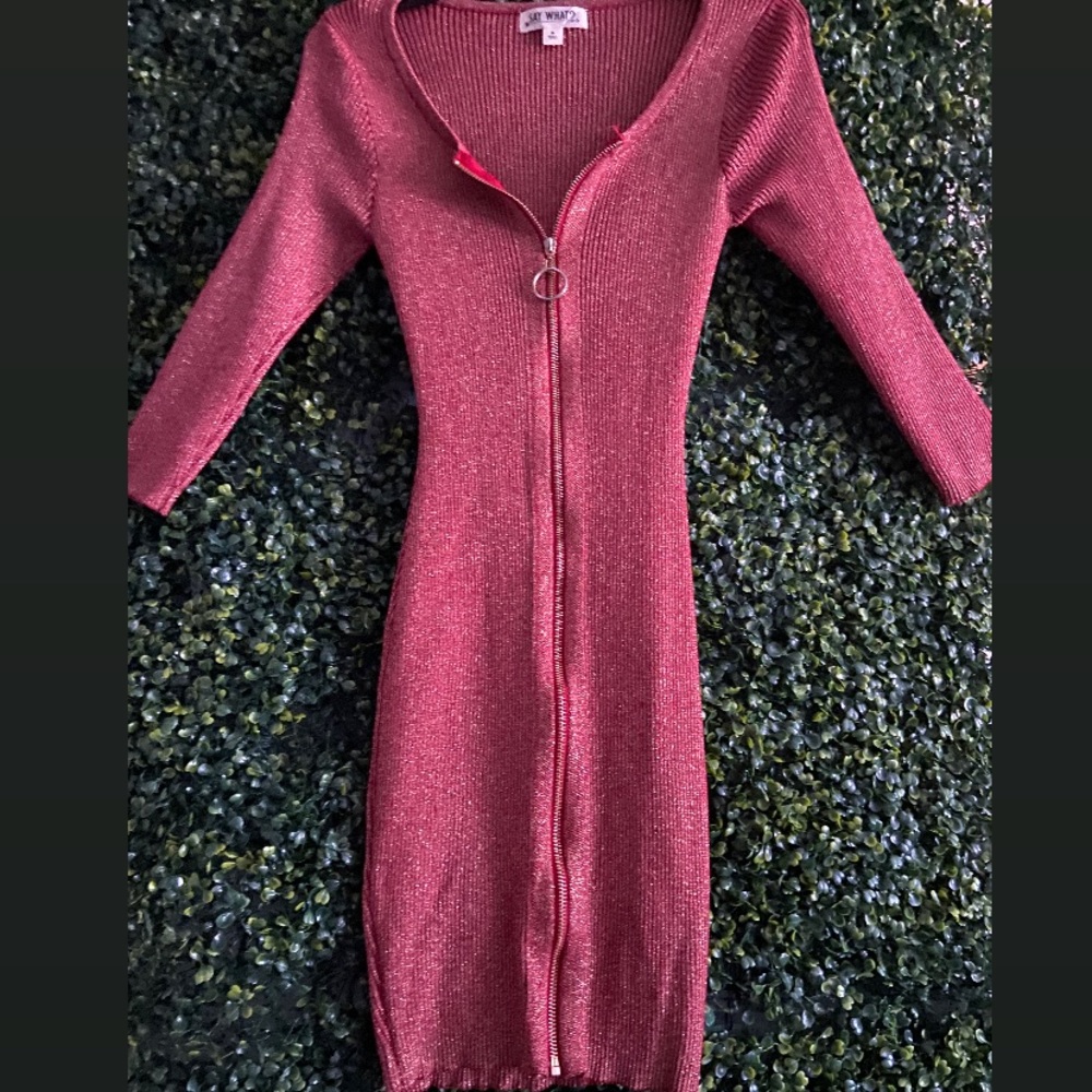 Classy Red /Gold metallic sweater dress